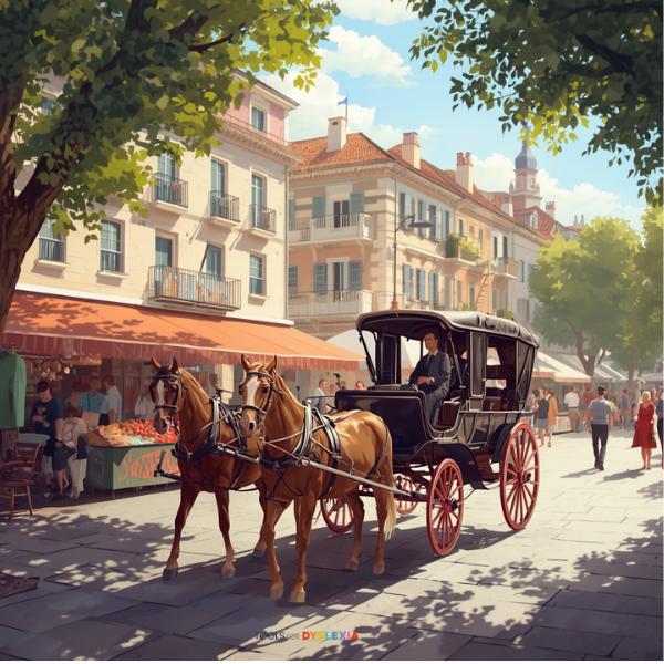 Image of a coach, as in a carriage pulled by horses for the structured word inquiry post about coach