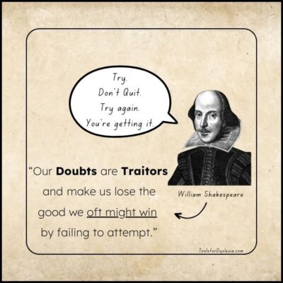 vintage paper with picture of William Shakespeare doubts are traitors