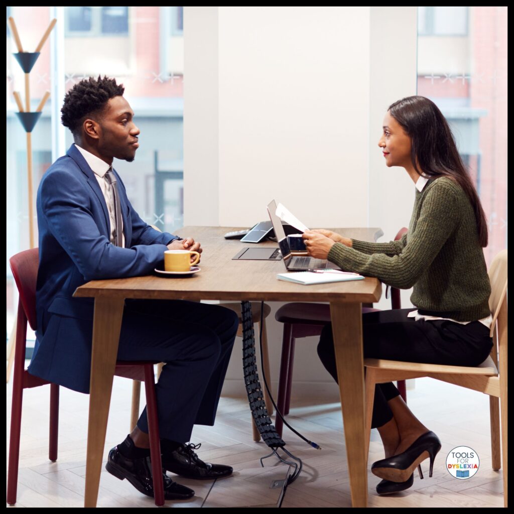 Veteran Veterinarian Vetting are surprising relatives image of woman interviewing a man to vet him for the job